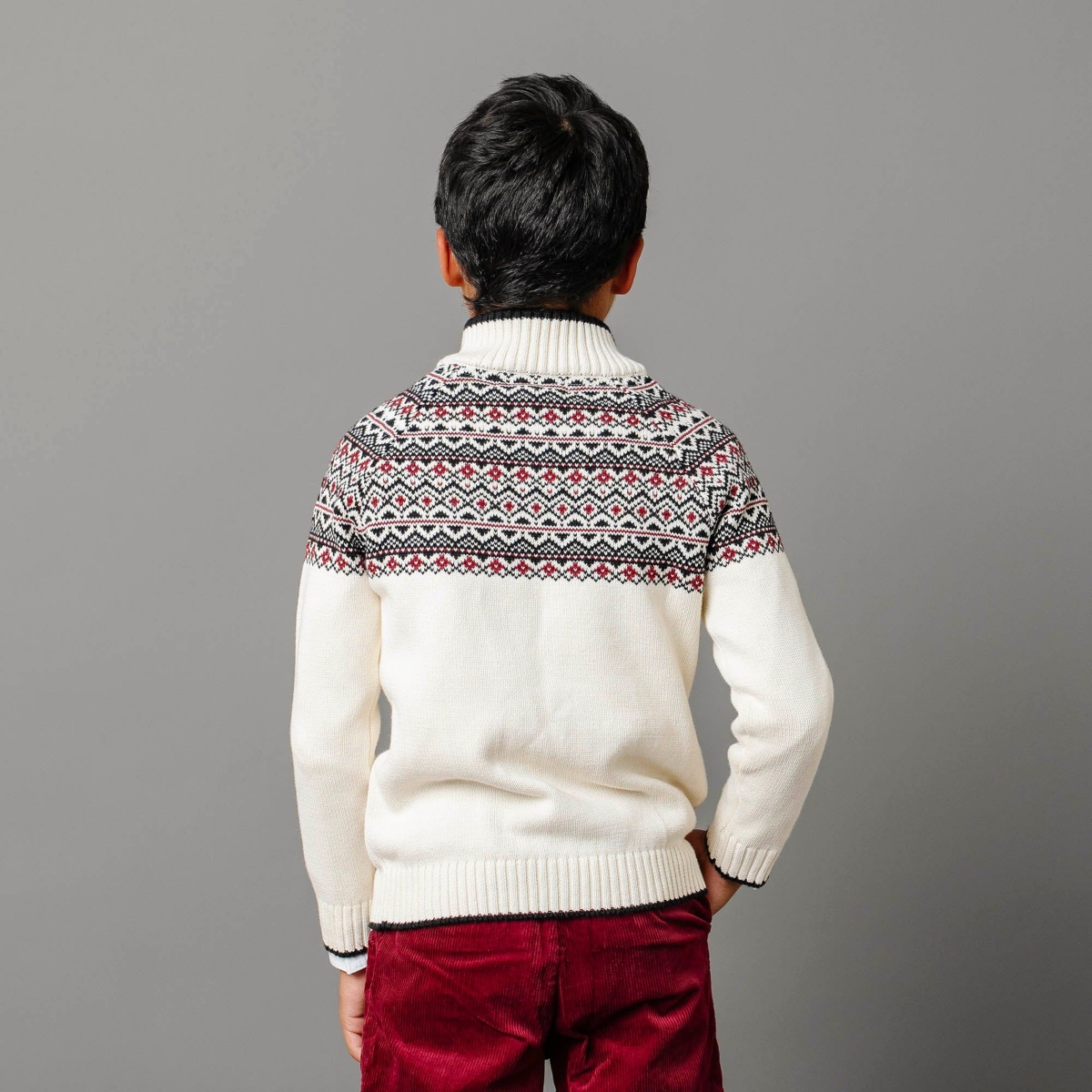 Hope & Henry Boys Organic Long Sleeve Half Zip Raglan Ski Sweater