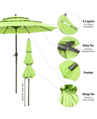 10 Ft 3 Tier Patio Umbrella with Crank Handle Push to Tilt  Yard Outdoor