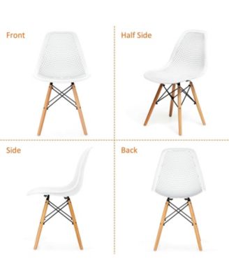 4 Pieces Modern Plastic Hollow Chair Set with Wood Leg
