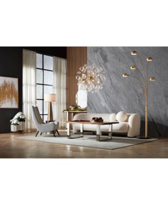 Karen Modern Table Lamp 36" Tall Dark Gold Glass Off White Fabric Drum Shade for Bedroom Living Room Bedside Nightstand Office