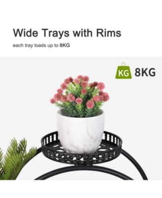 Metal 6 Pot Plant Stand Decorative Flower Pot Holder with Wheels For Indoor Outdoor