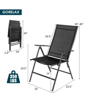 Set of 2 Adjustable Portable Patio Folding Dining Chair Recliners