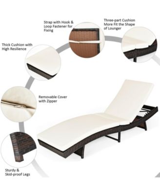 Patio Folding Chaise Lounge with 5 Adjustable Levels and Cushion