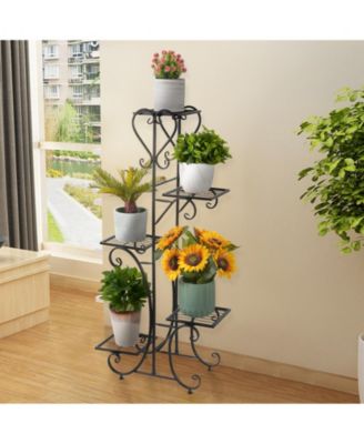 5 Tier Tall Plant Stand Metal Shelf Flower Pots Display Holder Outdoor Garden