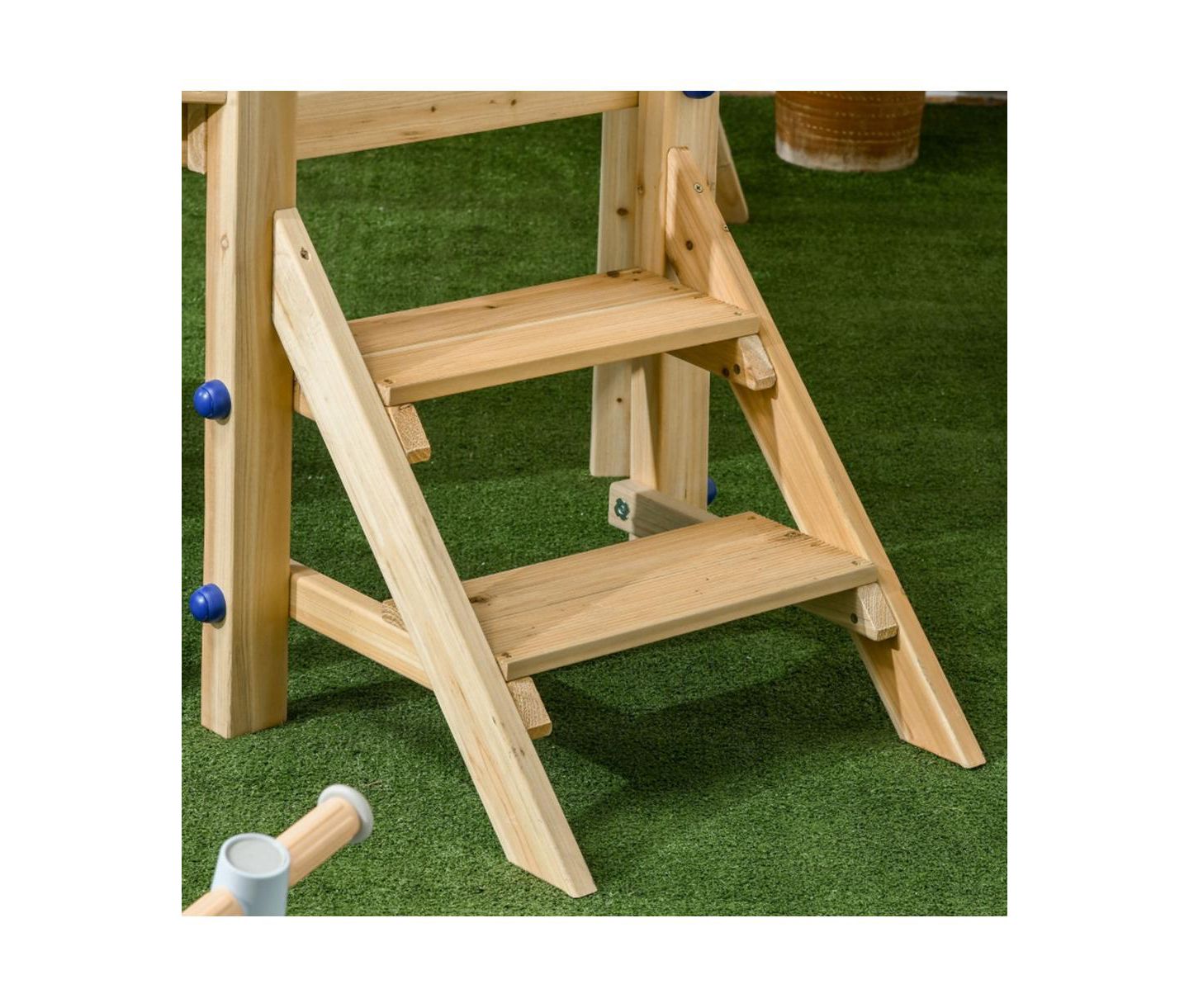 Детские игрушки Slickblue Wooden Swing Set with Toddler Slide, Climbing Steps & Accessories, Ages 1-4, цвет: Синий — фото 4