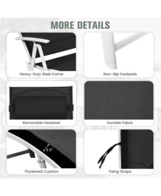 Adjustable Outdoor Lightweight Folding Chaise Lounge Chair with Pillow