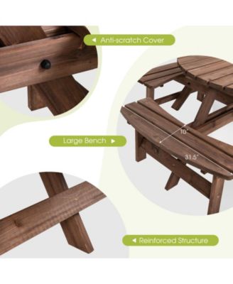 Patio 8 Seat Wood Picnic Dining Seat Bench Set