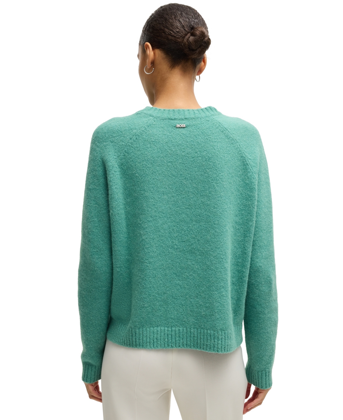 Hugo Boss Boss By  Women's Crew-neck Sweater In Open Green