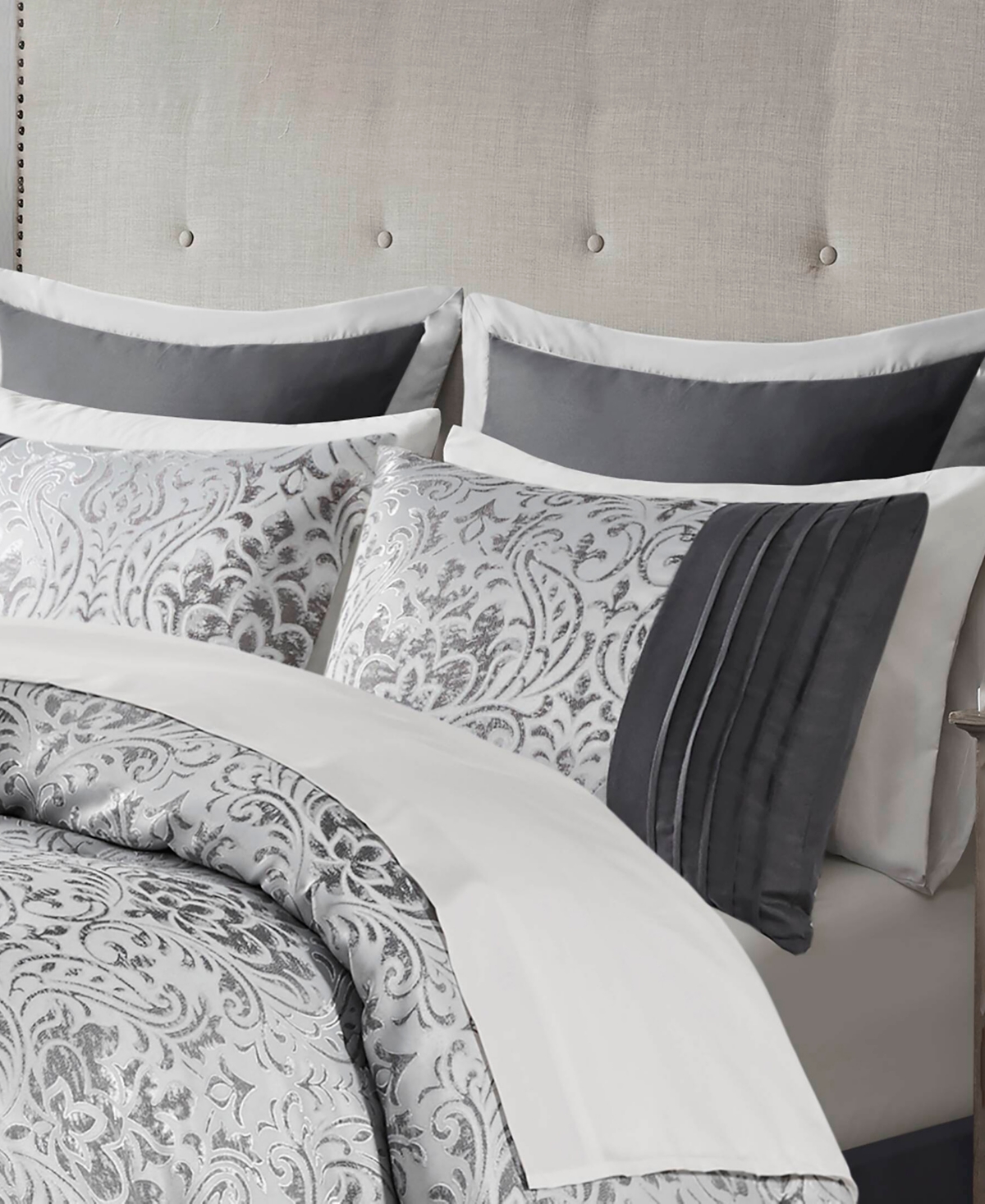 Madison Park Emilia Jacquard 12-pc. Comforter Set, California King In Silver
