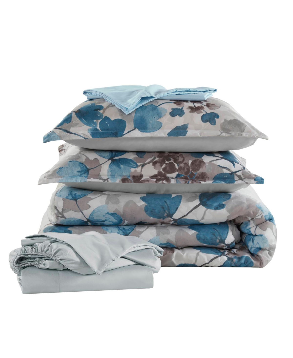 Madison Park Essentials Alexis Botanical Leaf 9-pc. Comforter Set, King In Blue