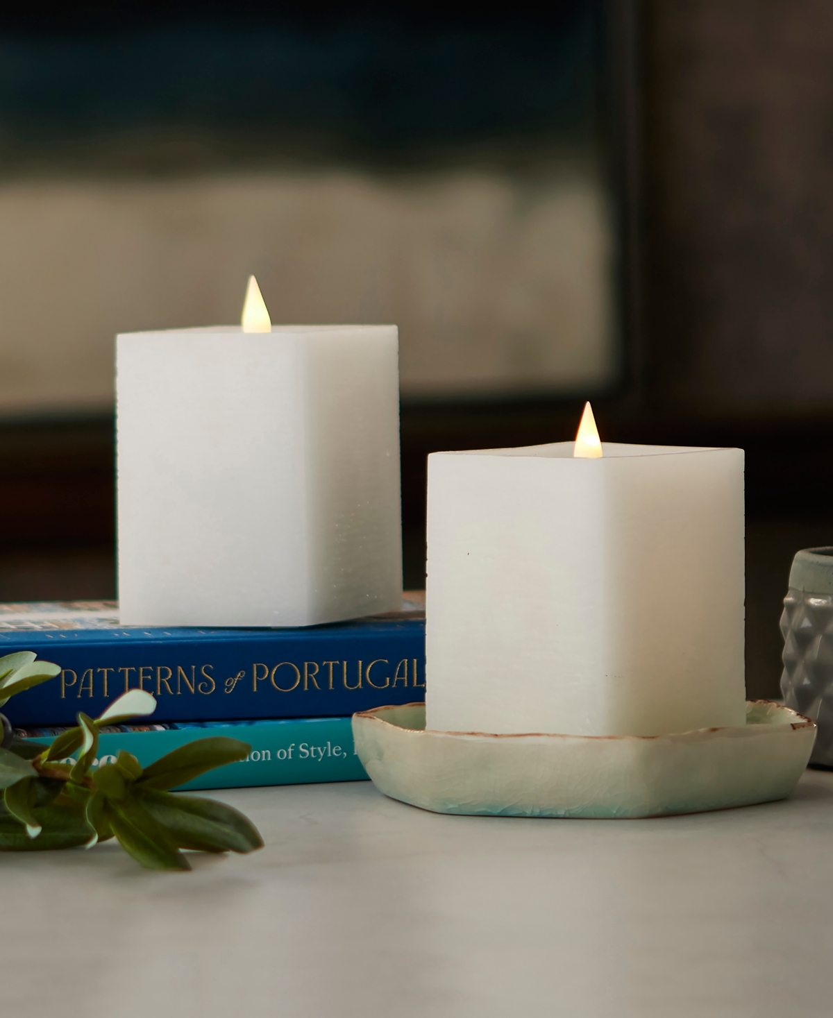 Seasonal Classic Motion Flameless Square Candle, 3x5 Set of 2