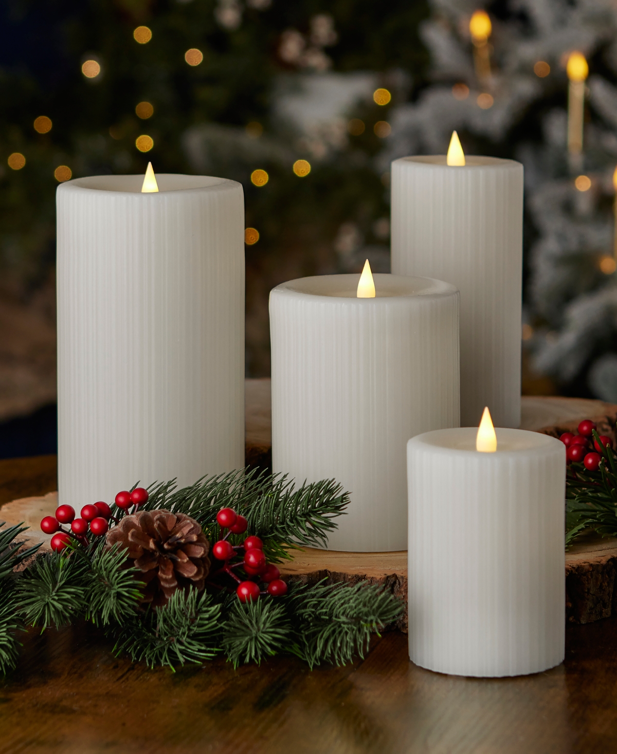 Seasonal Fine Ribbed Motion Flameless Candle, 4x6