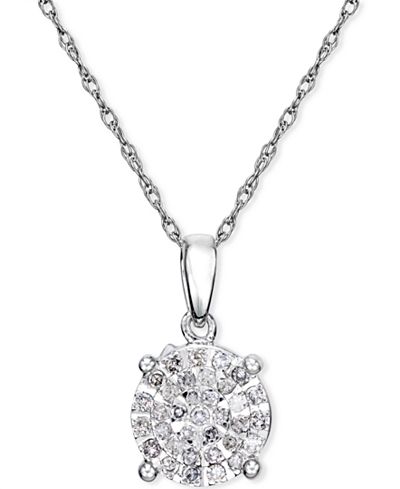 Diamond Cluster Pendant Necklace (1/4 ct. t.w.) in Sterling Silver ...