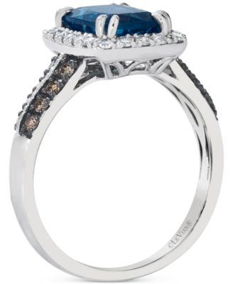 London Blue Topaz (2-1/5 ct. t.w.) & Diamond (3/8 ct. t.w.) Statement Ring in 14k White Gold