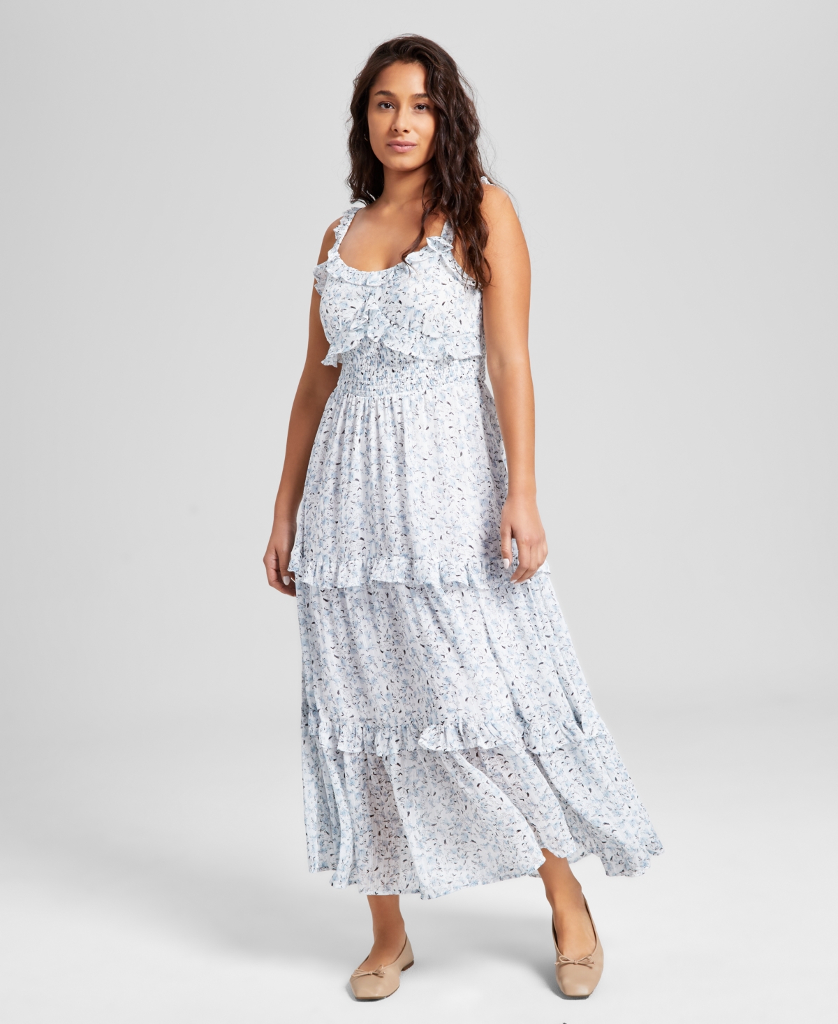 And Now This Petite Floral-print Tiered Maxi Dress, Exclusively At Macy's