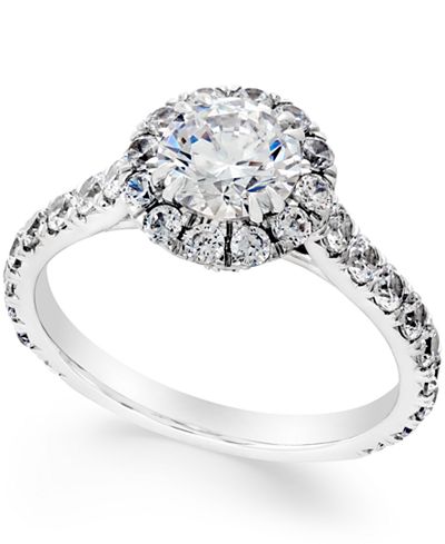 Certified Diamond Halo Engagement Ring (2-1/3 ct. t.w.) in 18k White Gold