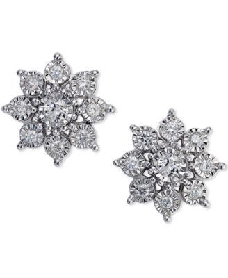 macy's diamond flower earrings