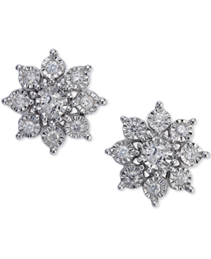 image of Diamond Flower Earrings (1/2 ct. t.w.)in 10k White Gold