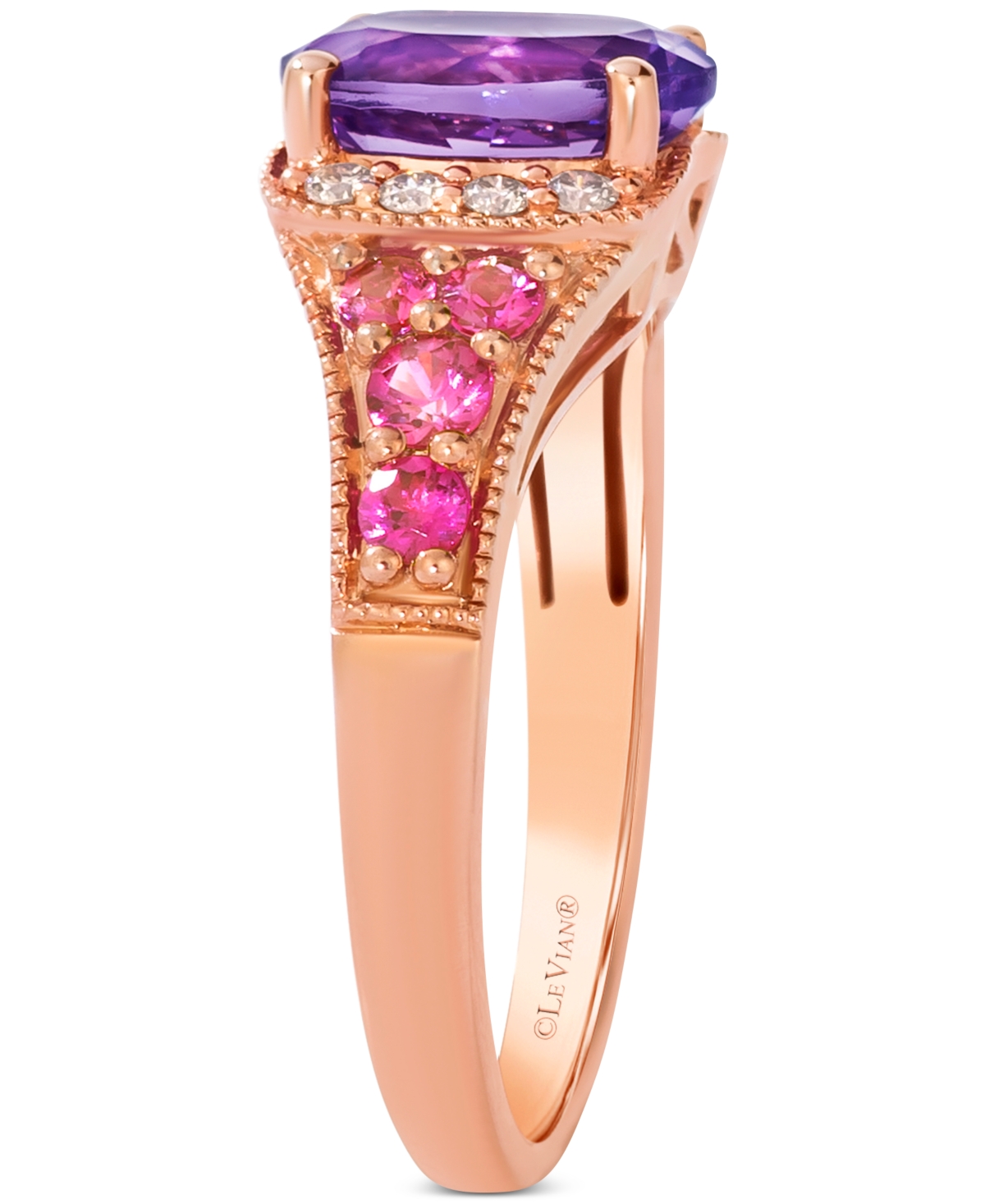 Le Vian Amethyst (1-1/3 Ct. T.w.), Pink Sapphire (3/8 Ct. T.w.) & Nude Diamond (1/8 Ct. T.w.) Ring In 14k Ro In Gold