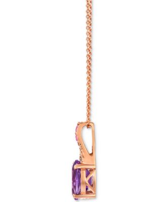 Amethyst (1-1/3 ct. t.w.), Pink Sapphire (1/10 ct. t.w.) & Nude Diamond Accent 20" Adjustable Pendant Necklace in 14k Rose Gold