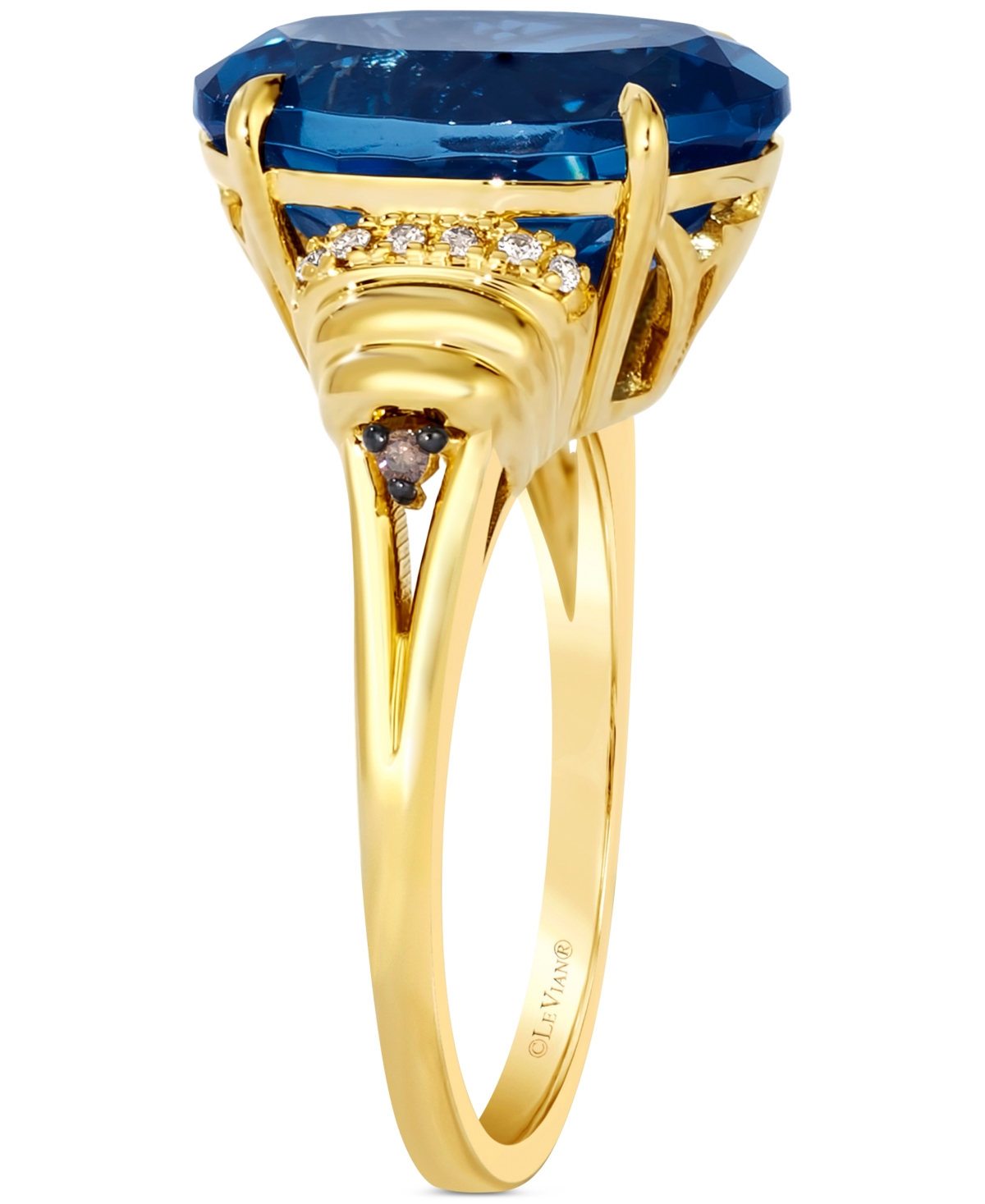 Le Vian London Blue Topaz (6-3/8 Ct. T.w.) & Diamond (1/20 Ct. T.w.) Oval Ring In 14k Yellow Gold In Gold