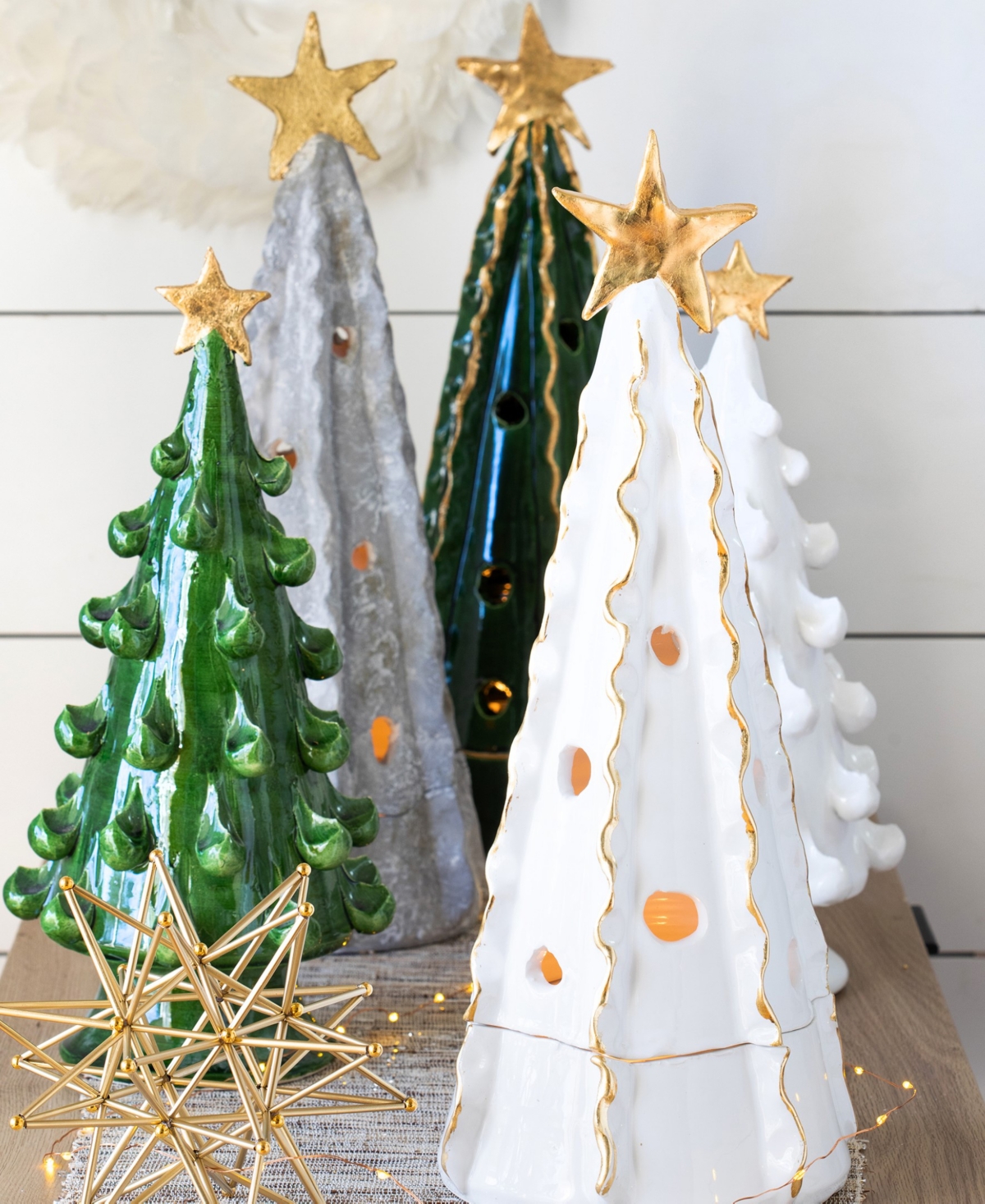 Vietri Foresta Medium Tree With Gold Star In Green