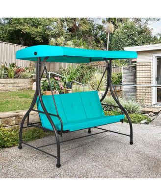 3 Seats Outdoor Swing Hammock with Adjustable Tilt Canopy