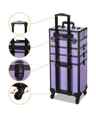 4in1 Rolling Makeup Train Case Cosmetic Organizer Blush ForgetMeNot