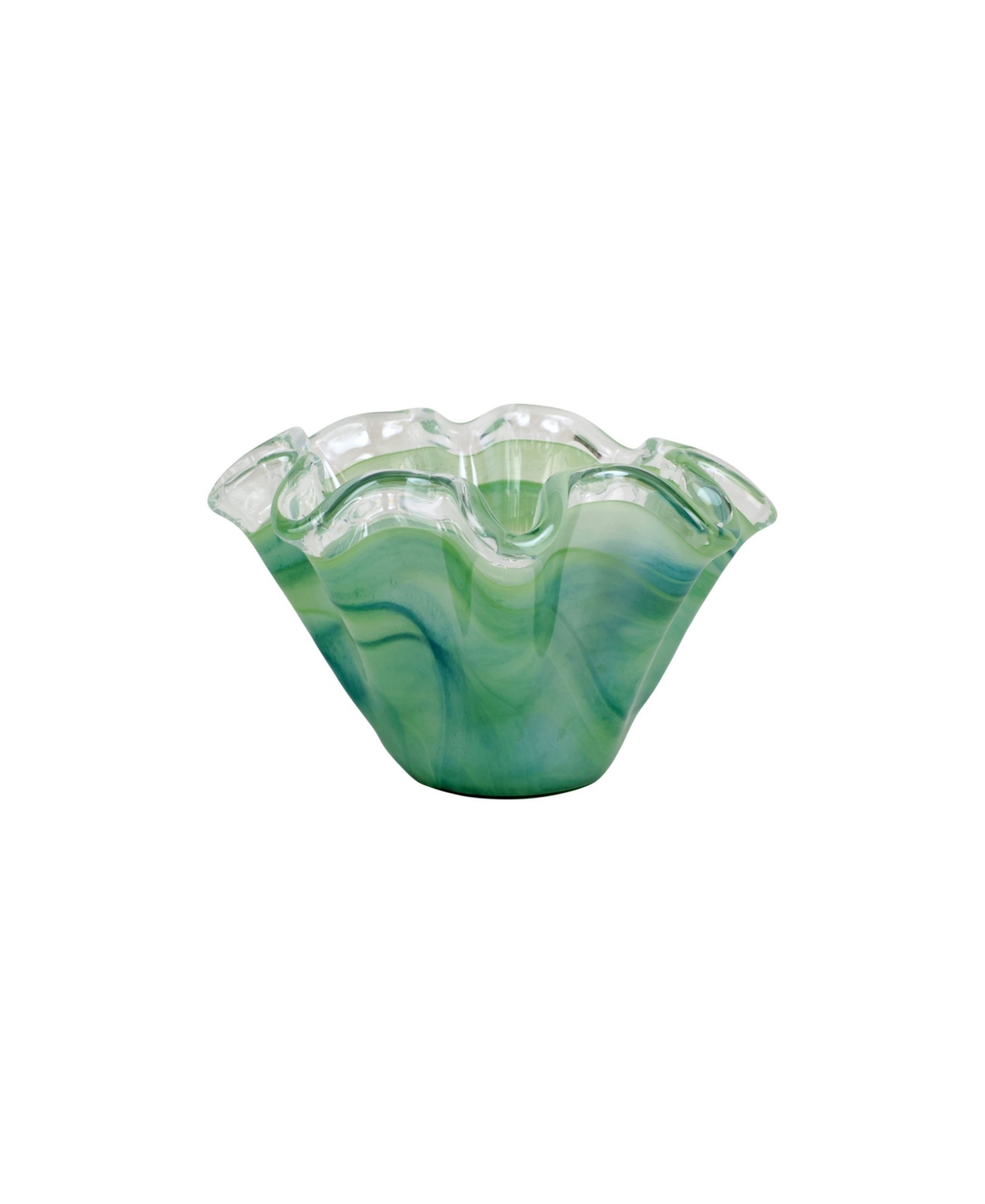 Vietri Onda Glass Petite Ruffled Bowl In Green