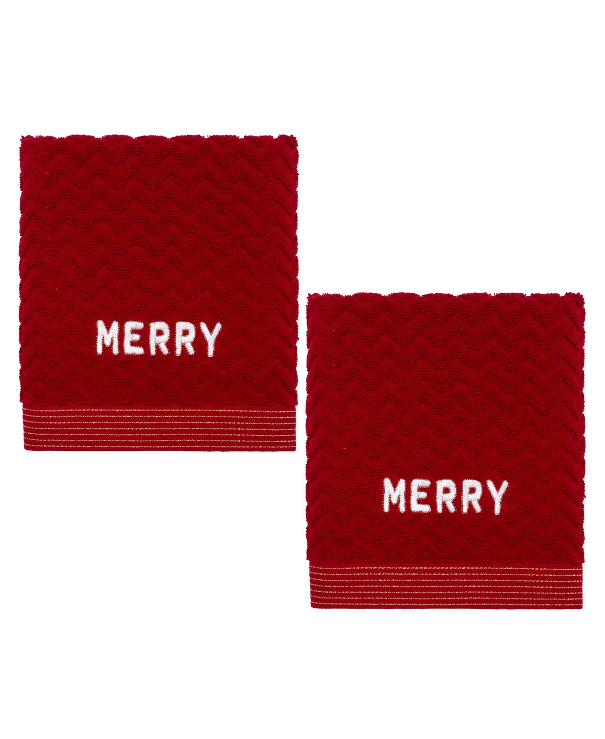 Nicole Miller Merry 2-pack Cotton Hand Towel Set, 28" X 16" In Red