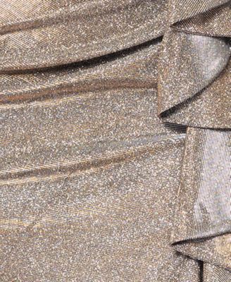 Women's Off-The-Shoulder Ruffled Glitter Gown