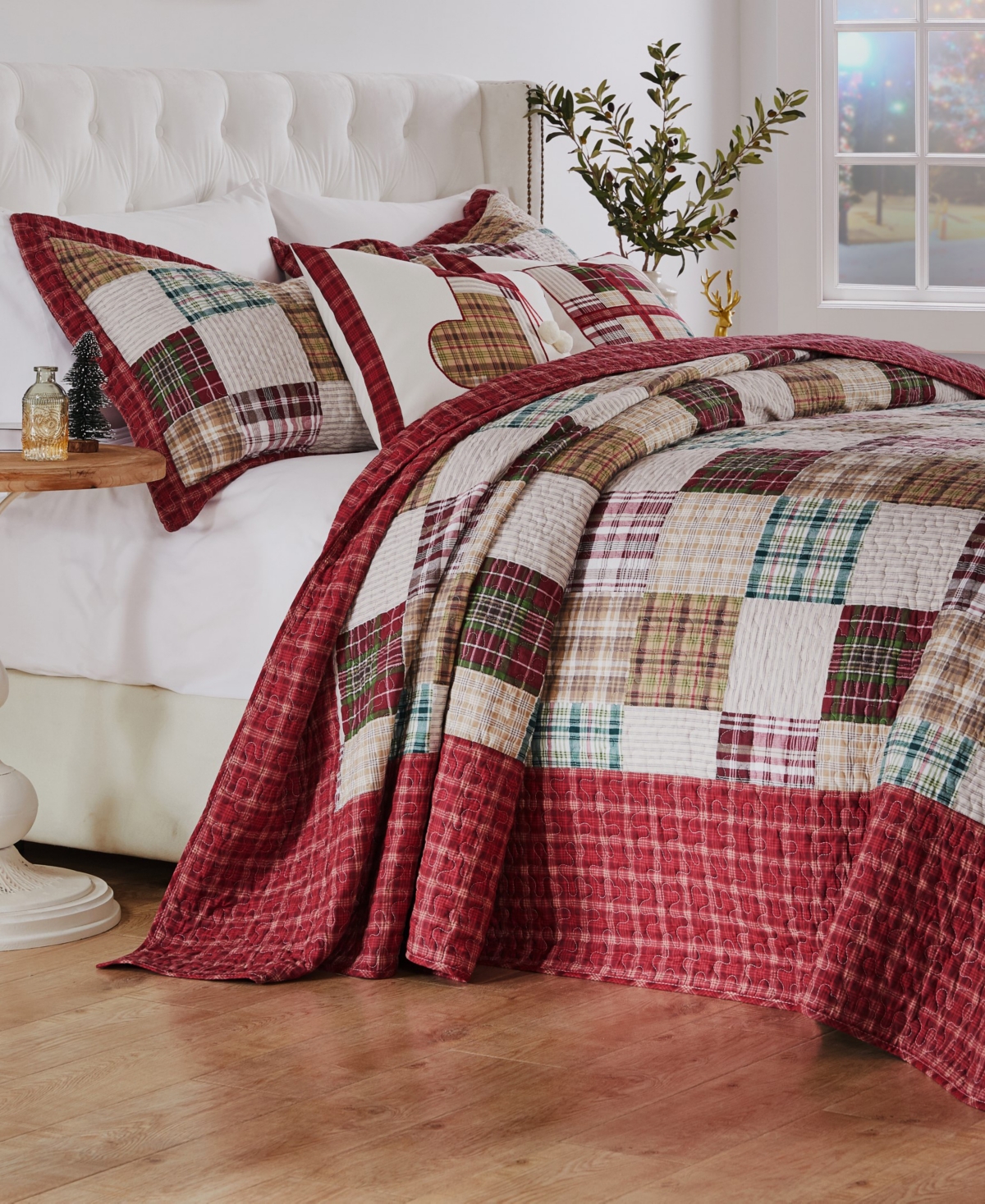 Greenland Home Fashions Greenland Home Oxford Traditional Plaid Bedspread Sets In Red