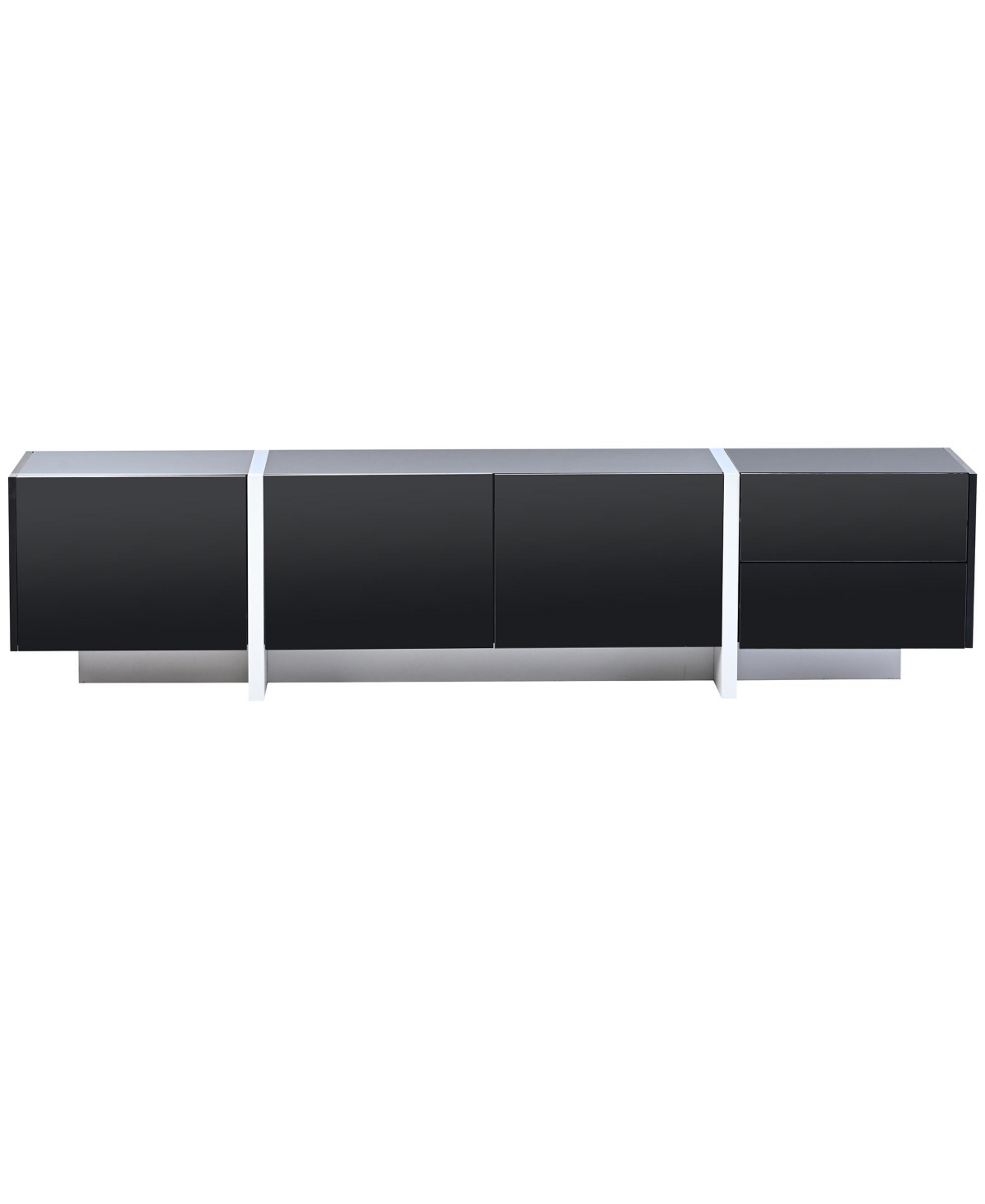Slickblue White &Contemporary Rectangle Design Tv Stand – Modern Tv Console Table for TVs Up to 80” - Black