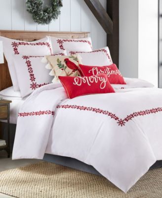 Holly Thistle Embroidered 3-Pc. Duvet Cover Set, King