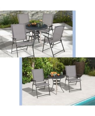 2 Pieces Patio Folding Chairs with Armrests for Deck Garden Yard