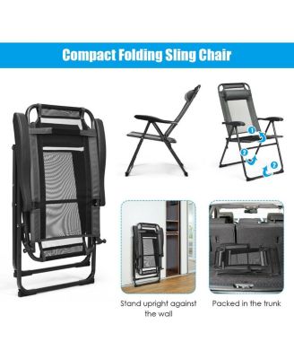 4 Pieces Patio Garden Adjustable Reclining Folding Chairs with Headrests