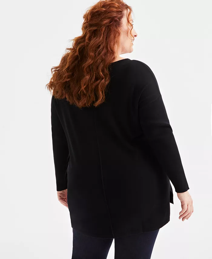 Plus Size Knit Seam-Front Tunic Top - thumbnail 8