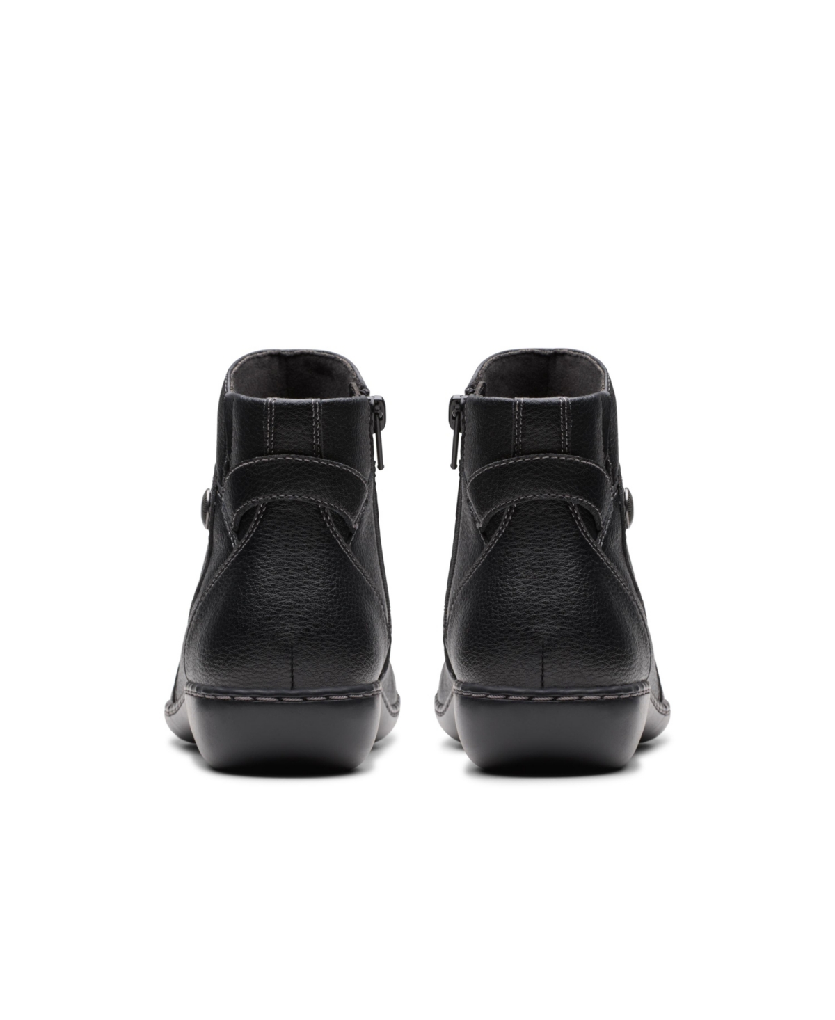 Clarks Ashland Mabel Womens Leather Zipper Ankle Boots In Black Tumbled