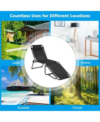 Folding Heightening Design Beach Lounge Chair with Pillow for Patio