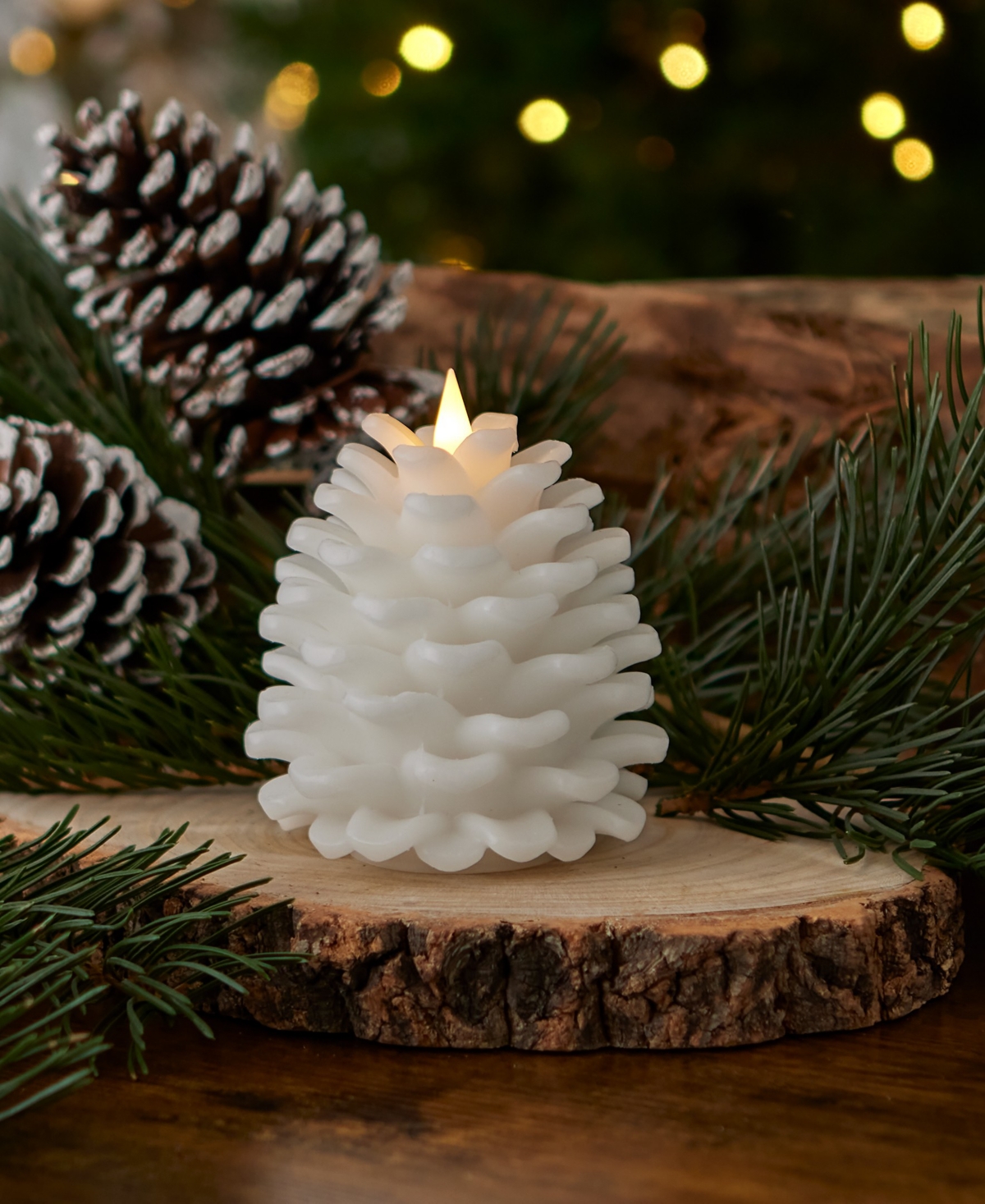 Seasonal Pinecone Flameless Candle, 3-Pc. Set