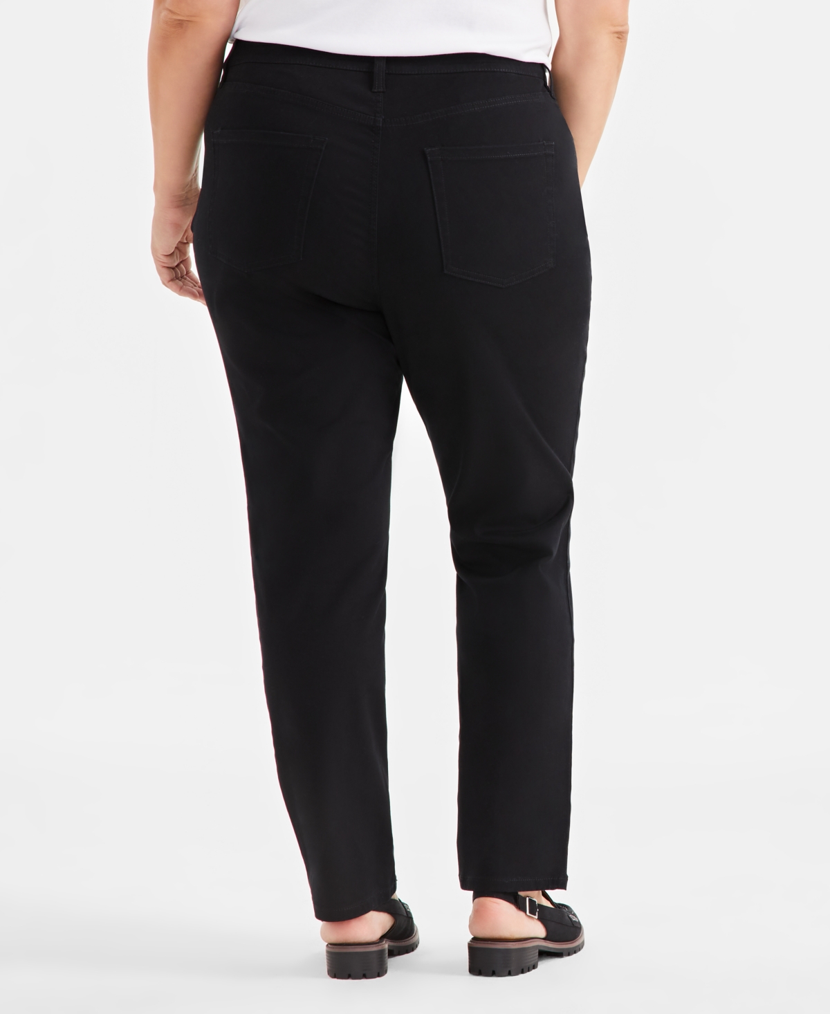 Style & Co Plus Size High-rise Straight-leg Pants, Exclusively At Macy's In Deep Black