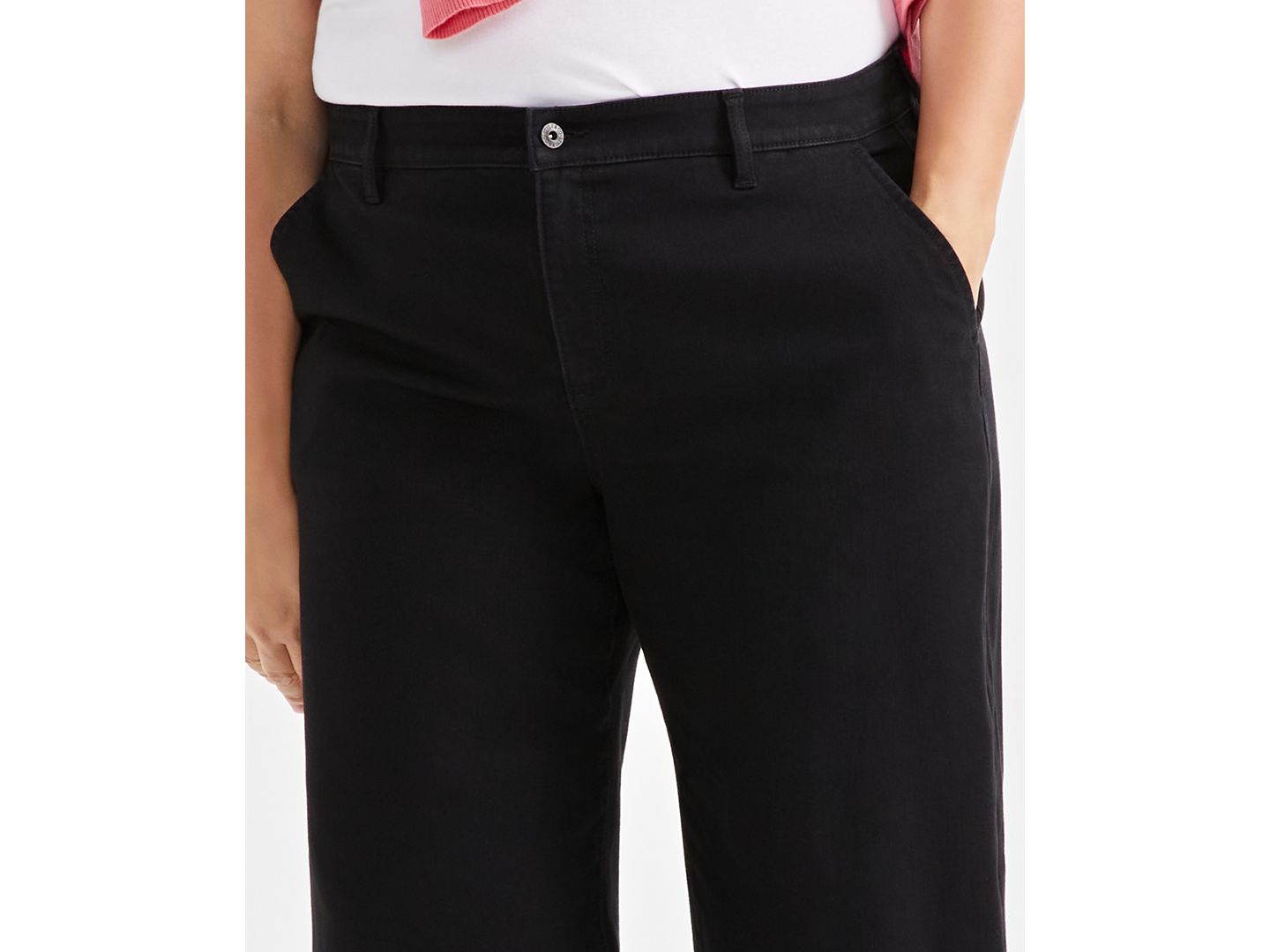 Женские джинсы Style & Co Plus Size Wide-Leg Cropped Jeans, цвет: Глубокий чёрный — фото 5