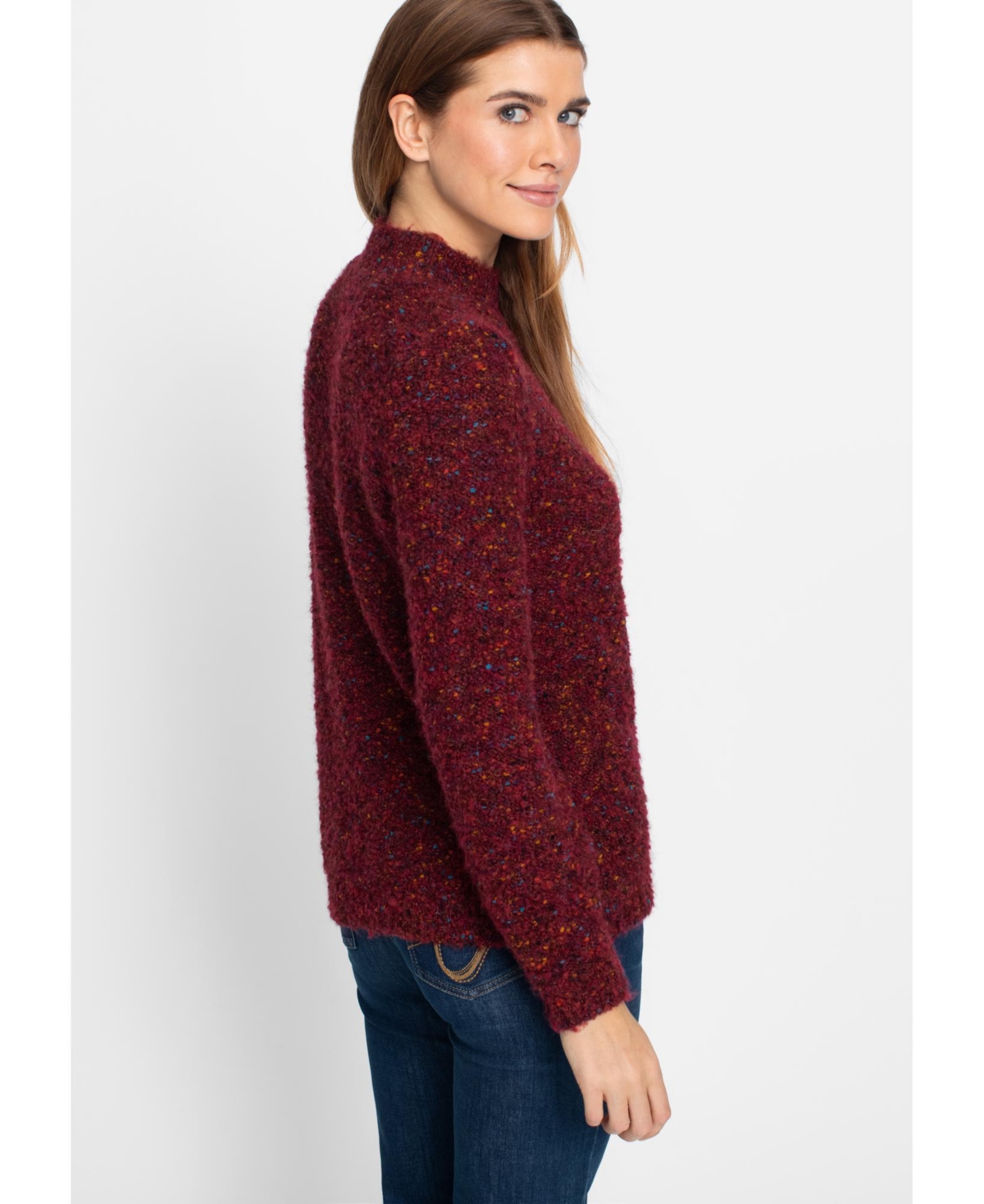 Olsen Women's Multi-Colour Boucle Sweater - Garnet red mel