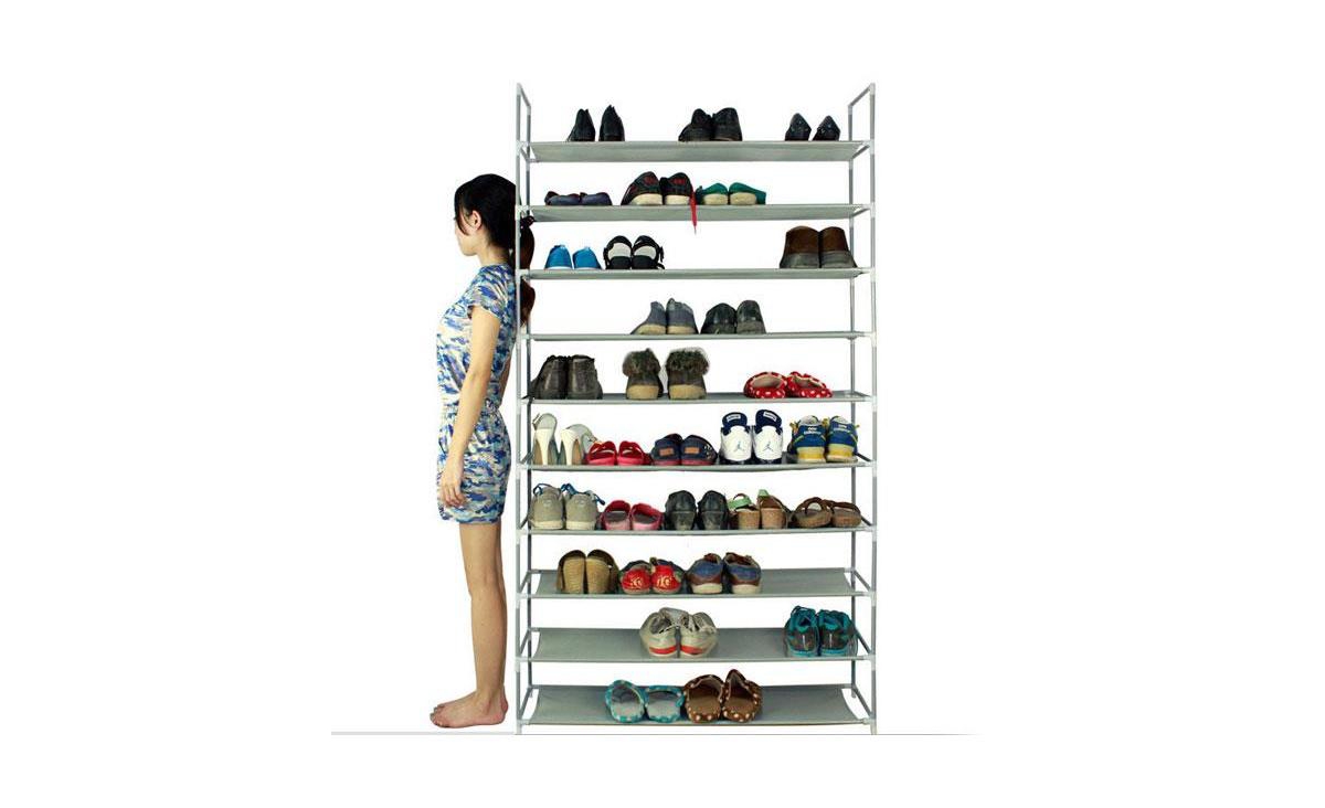 Slickblue Ultra-Large Capacity 10-Layer Non-Woven Fabric & Steel Shoe Rack - Grey