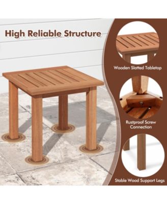 Patio Hardwood Square Side Table with Slatted Tabletop
