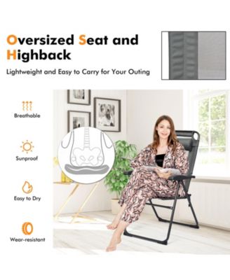 2 Pieces Patio Adjustable Folding Recliner Chairs with 7 Level Adjustable Backrest