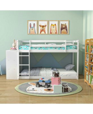 Twin Size Bunk Bed with Convertible Bookcase and Ladder