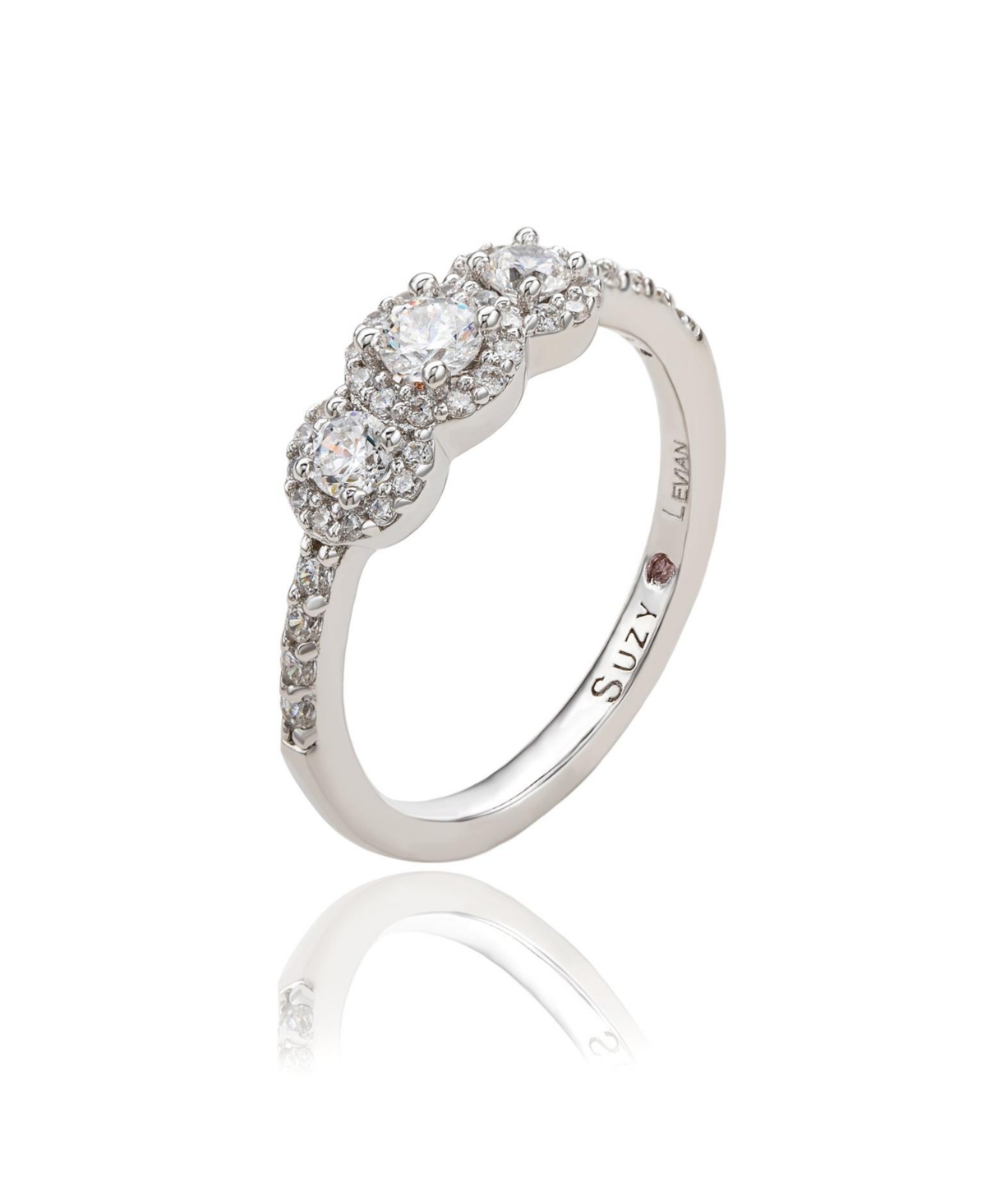 Suzy Levian Sterling Silver White Cubic Zirconia Petite Ring - White