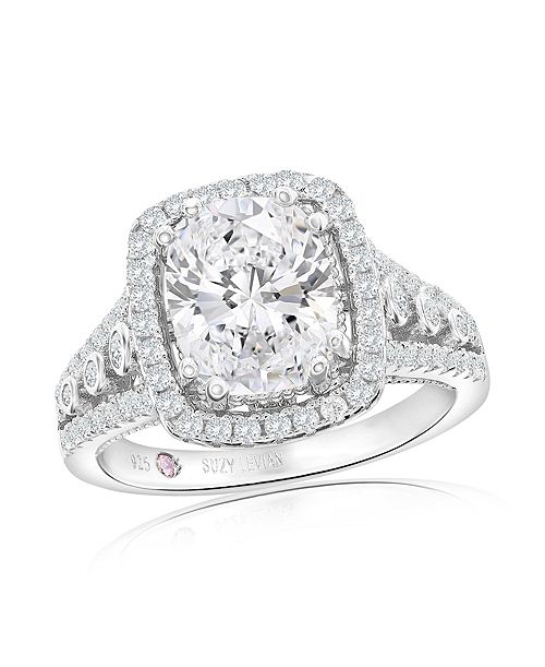 alfani Suzy Levian New York Suzy Levian Sterling Silver White Cubic Zirconia Center Stone Ring Jewelry & Watches