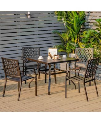 37 Inch Square Patio Dining Table with Umbrella Pole Hole